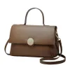 Brown genuine leather handbag, simple commuting single-shoulder bag for women, large-capacity tote bag Item Picture